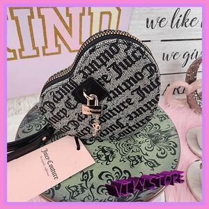 💖 NWT Juicy Couture Faux Heart Coin Bag Key Charm Logo Lining #7221 💖